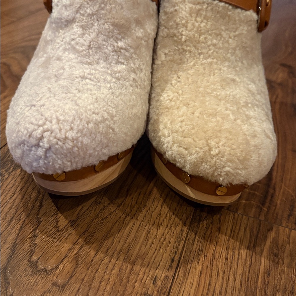 Veronica Beard Shearling and Leather Mules - Picture 3 of 10